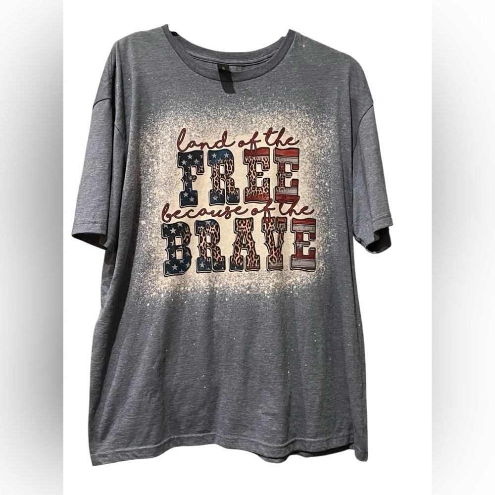 NWOT ‘Land of the Free Because of the Brave’ Unisex T Shirt Top (1 Shirt Size XL - Picture 3 of 9
